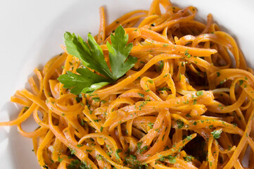 Close-up of a plate of spaghetti