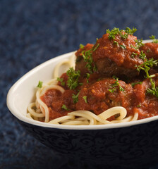 Close-up of cooked pasta with sauce