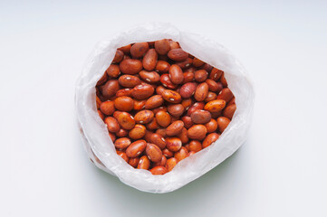 Close-up of a plastic bag of kidney beans