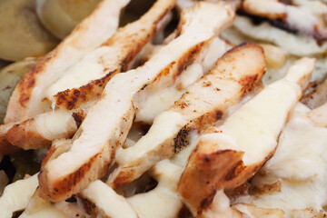 Close-up of sliced grilled chicken