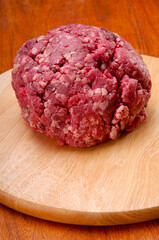 Close-up of minced meat on a cutting board