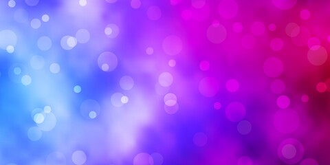 Light Blue, Red vector background with circles. Glitter abstract illustration with colorful drops. Pattern for business ads.