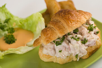 Close-up of a tuna stuffed croissant