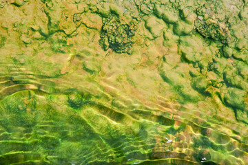 Silica and minerals in geothermal water, Yellowstone National Park, Wyoming, USA