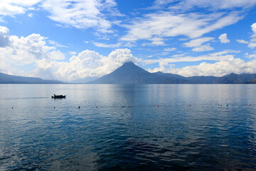 lake and volcano in guatemala