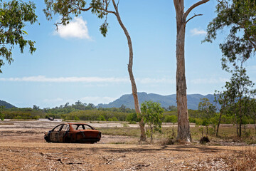 Burnt Out Rusting Car Wreck
