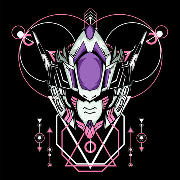 Mecha Head With Sacred Geometry Frame