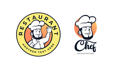 Chef restaurant badge logo design set