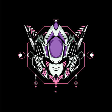 Robot Head With Geometrical Frame, can use for tshirt design