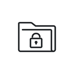 Protect documents or unlock folder  icon. Folder padlock  sign, secure encryption data, Block file secure . Private access directory line style. Vector illustration. Design on white background. EPS 10