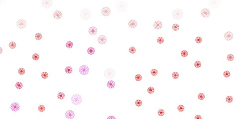 Light pink, yellow vector doodle background with flowers.