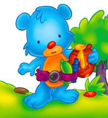 a digitally illustrated cute honey bear