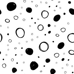 Abstract Black and White Seamless Pattern. Vector Dotted Textured Background.