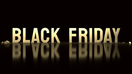 black friday  gold text on black background  for shopping content 3d rendering..