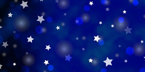 Light BLUE vector pattern with circles, stars. Abstract design in gradient style with bubbles, stars. Design for wallpaper, fabric makers.