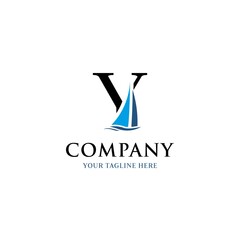 letter Y for Sailing Boat  Logo template