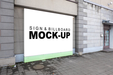 Large mock up outdoor billboard stand near entrance building