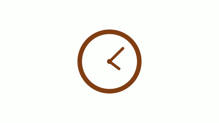 Amazing circle brown dark clock icon on white background,clock icon without trick