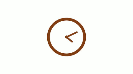 Amazing circle brown dark clock icon on white background,clock icon without trick