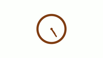 Amazing circle brown dark clock icon on white background,clock icon without trick