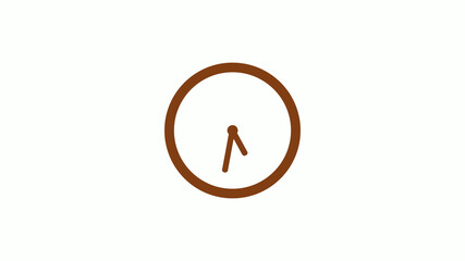 Amazing circle brown dark clock icon on white background,clock icon without trick