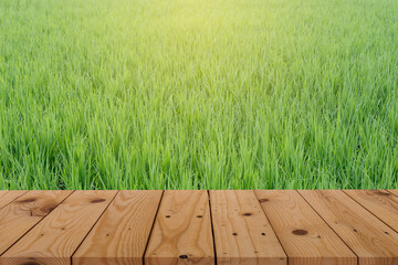 wooden table and grass
