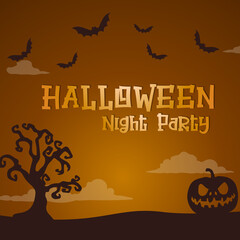 Animated cartoon spooky creatures halloween card