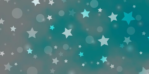 Light BLUE vector background with circles, stars. Abstract illustration with colorful shapes of circles, stars. Pattern for design of fabric, wallpapers.