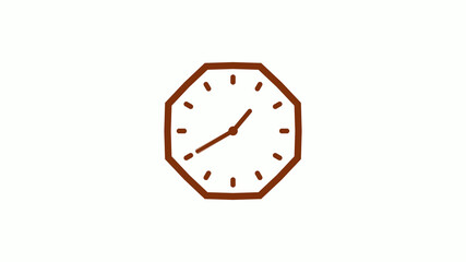 Brown dark counting down 12 hours clock icon on white background