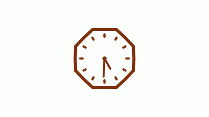 Brown dark counting down 12 hours clock icon on white background