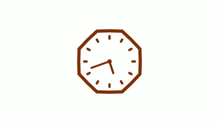 Brown dark counting down 12 hours clock icon on white background