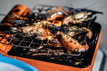 Grilled Prawn On Grill 