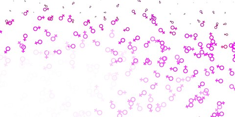 Light Pink vector texture with women's rights symbols.