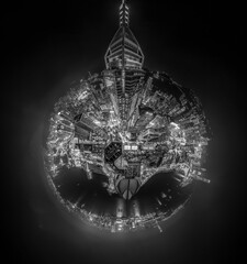 Top view of Hong Kong City in Black and White tone