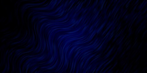 Dark BLUE vector background with bent lines. Illustration in abstract style with gradient curved.  Smart design for your promotions.
