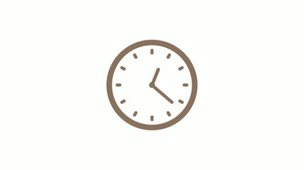 New brown gray 12 hours clock icon on white background