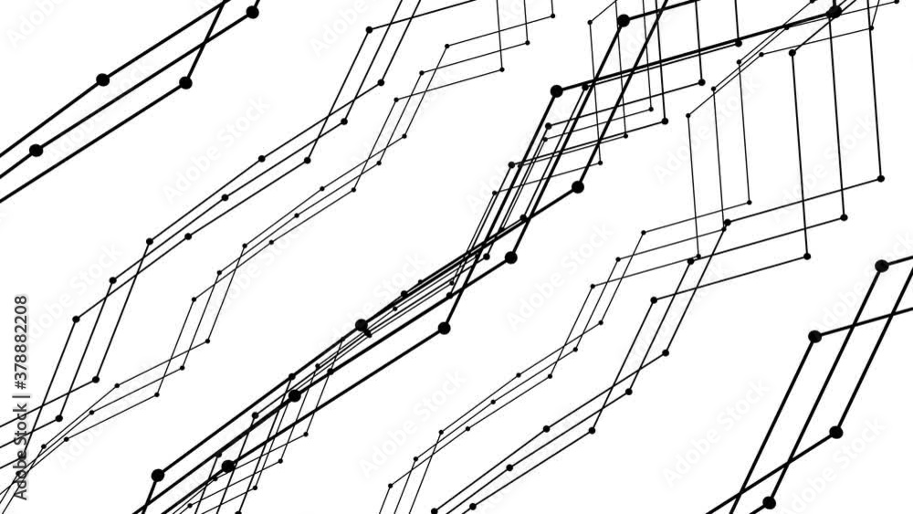 Poster black curving lines. abstract animation looping background. 3d render