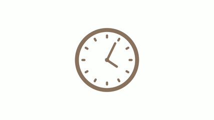 New brown gray circle clock icon on white background