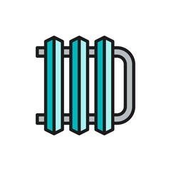 Central heating battery flat color line icon.