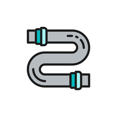Vector water pipe flat color line icon.