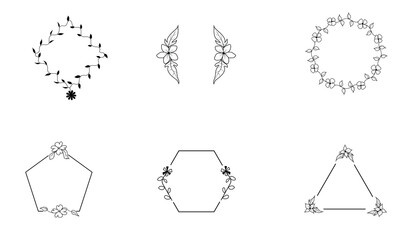 Botanical Frame Drawing Vector