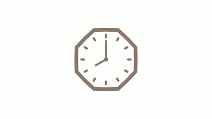 Counting down 12 hours clock icon on white background