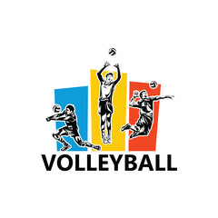 Volleyball Player Logo Template Design Vector