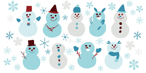 手書きの雪だるま素材