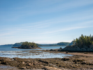 Beautiful day on the shores of Saint Lawrence river, Bic National park, Quebec, Canada
