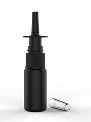 Blank Refillable Plastic Nasal Pump Spray Bottle For Mockup And Branding. 3d render illustration.   