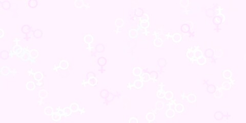 Light Pink, Yellow vector pattern with feminism elements.