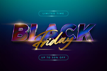 Black friday sale label with modern combination color vibrant text for flayer banner promotion