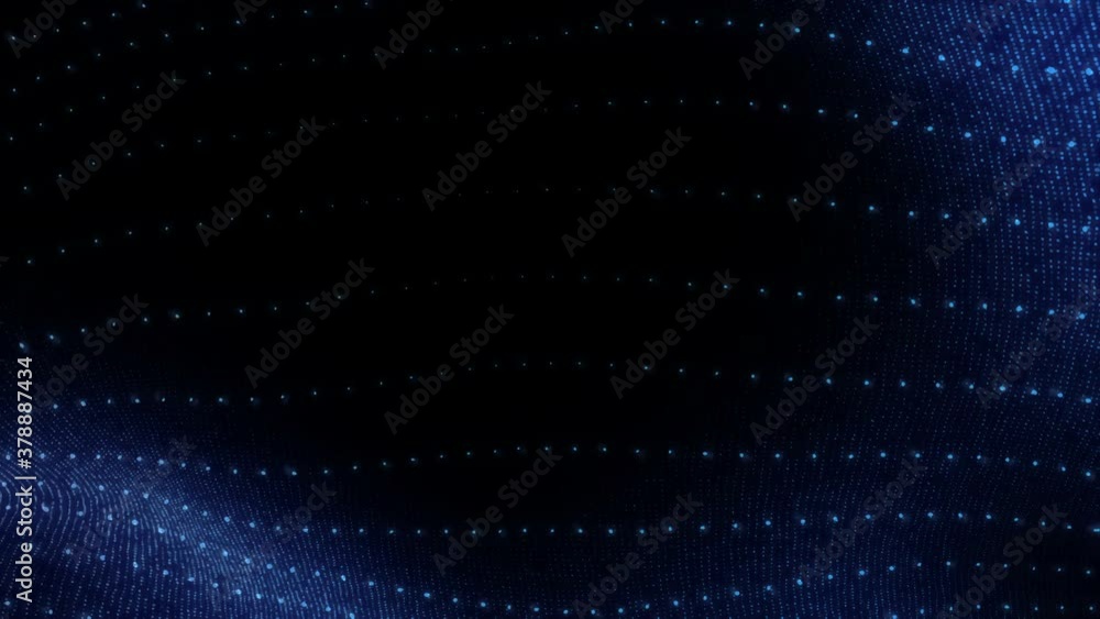 Poster 4k 60fps. wavy neon dots. abstract futuristic motion background. big data wave of particles. hi tech