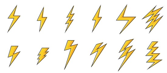 Lightning icons set vector 